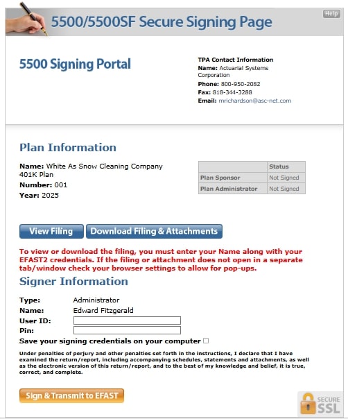 Secure Signing Page